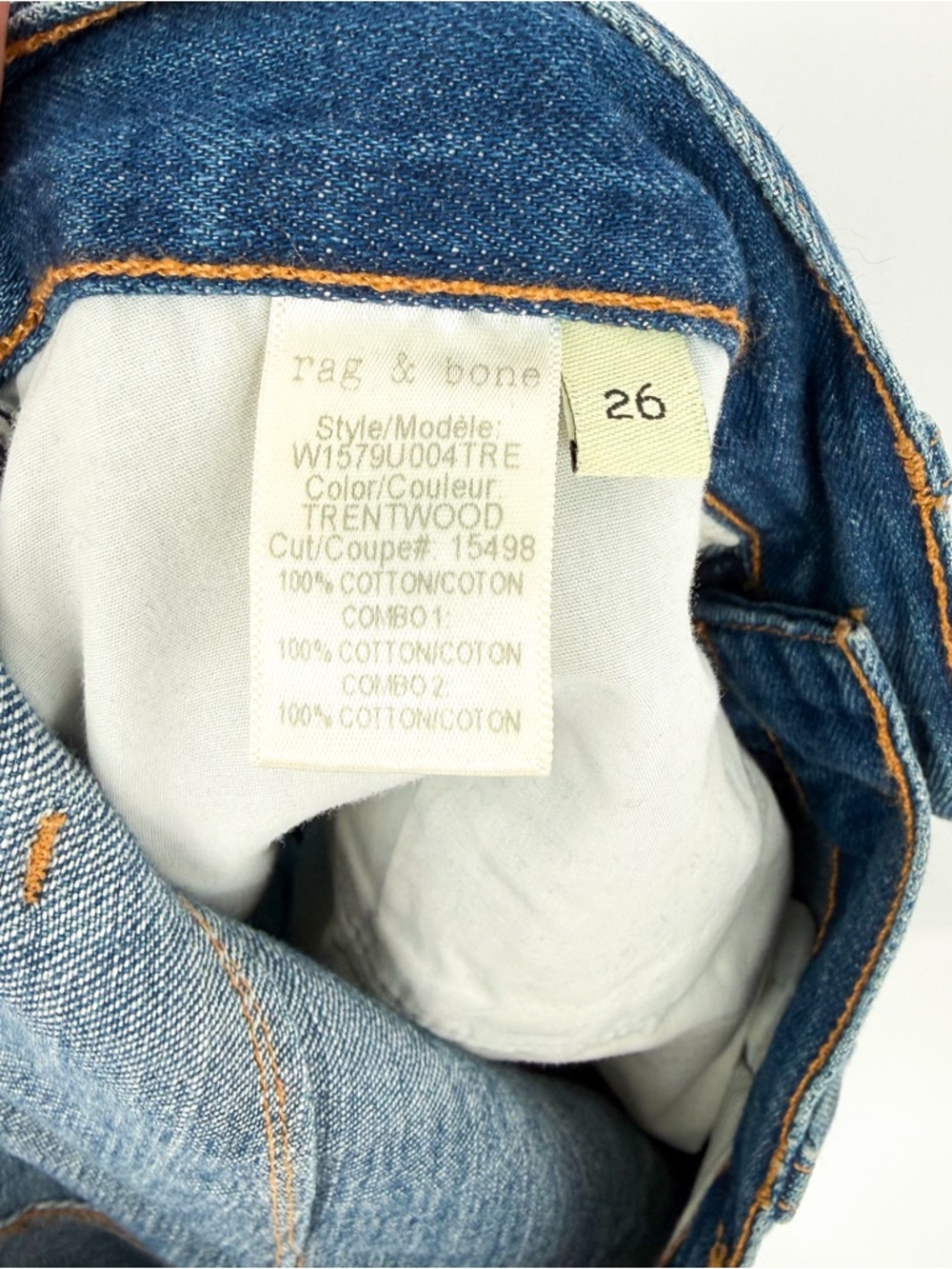 Rag & Bone Patchwork Dre Slim Boyfriend Jeans in Trentwood Jeans Size 26 - Picture 10 of 12